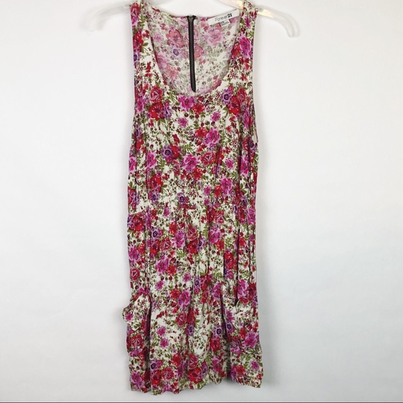 Forever 21 Dresses & Skirts - F21 slouchy floral sleeveless dress pockets